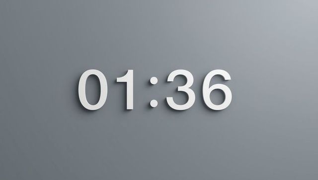 Minimalist 3d digital timer display on grey background