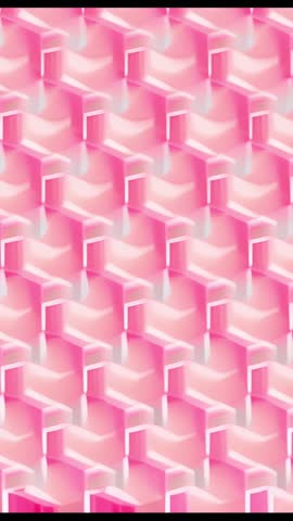 Looping Vertical Video Displaying Pink 3D Geometric Tiles Moving Seamlessly in Minimal Pattern