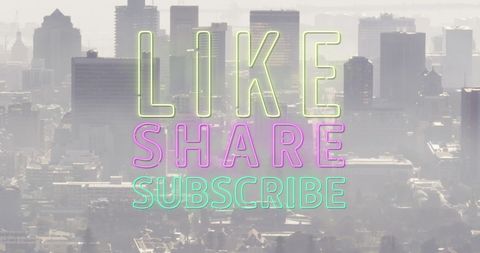 Like Share Subscribe Cityscape Communication Concept