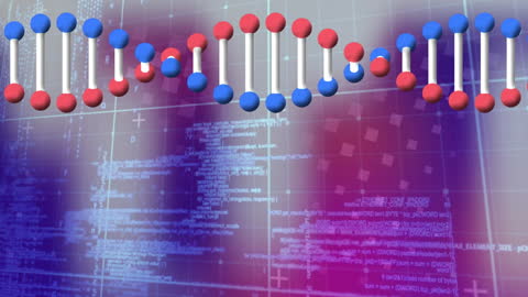 Digital Interface with DNA Strand and Data Processing Animation