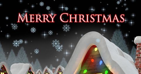 Merry Christmas Snowy Village Night Scene - Download Free Stock Images Pikwizard.com