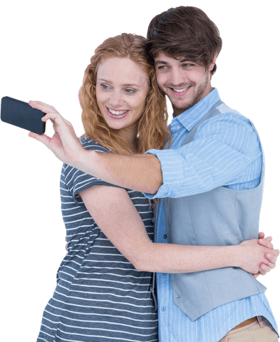 Happy Couple Taking Selfie Transparent Background