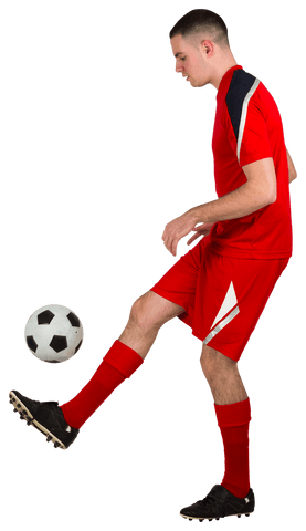Transparent Football Player in Red Kit Balancing Ball Action - Download Free Stock Videos Pikwizard.com