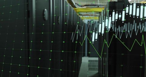 Data Center Server Room with Digital Graph Overlay - Download Free Stock Images Pikwizard.com