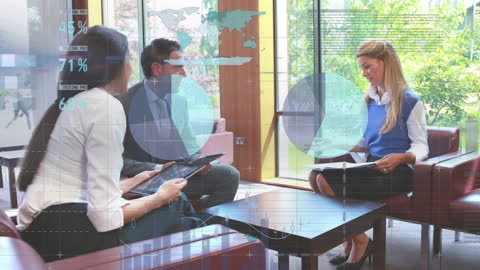 Business Professionals Analyzing Market Data in Modern Office Setting