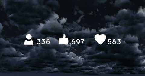 Dark Cloudy Sky with Social Media Engagement Icons - Download Free Stock Images Pikwizard.com