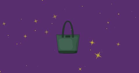 Handbag icon on vibrant purple starry backdrop