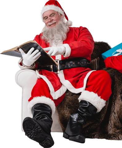 transparent smiling santa claus reading book bringing cheer - Download Free Stock Videos Pikwizard.com