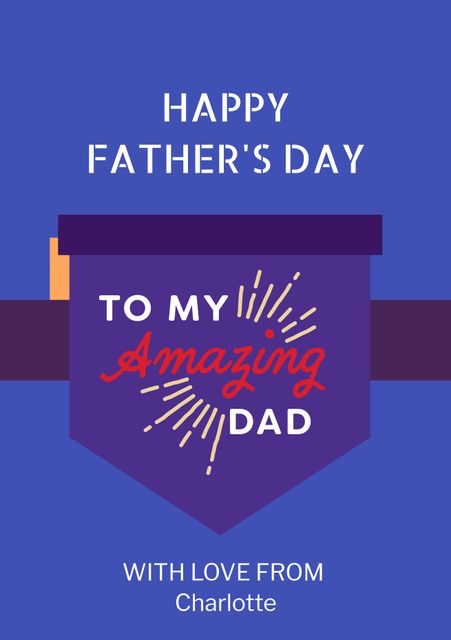 Bright and festive Father's Day card design suitable for personalized greeting cards and event invitations. Features a bold banner with colorful fireworks and customizable space for adding personal messages. Perfect for showing appreciation and celebrating fathers.