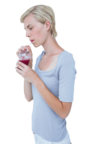 Attractive Woman Enjoying Red Juice, Transparent Background - Download Free Stock Videos Pikwizard.com