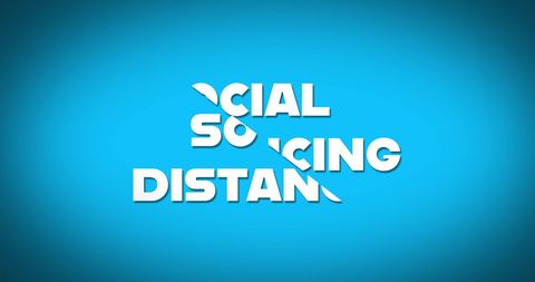Creative social distancing concept art with split text design