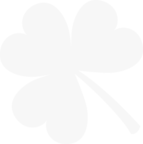 Simplistic White Four-Leaf Clover on Transparent Background