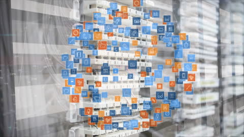 Digital Globe with Network Icons Over Data Servers