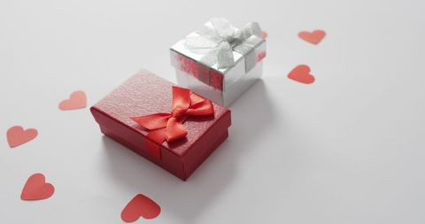 Romantic Valentine's Day Gift Boxes with Red Hearts - Download Free Stock Images Pikwizard.com