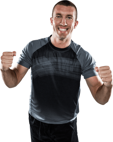 Smiling Rugby Player Celebrating with Transparent Background