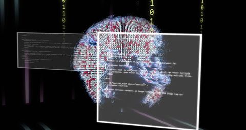 Digital Data Processing Over Globe with Binary Code - Download Free Stock Images Pikwizard.com