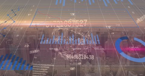 digital financial data network over urban cityscape - Download Free Stock Images Pikwizard.com
