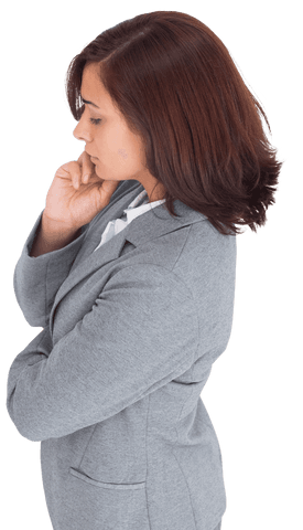 worried caucasian businesswoman in deep thought on transparent background - Download Free Stock Videos Pikwizard.com