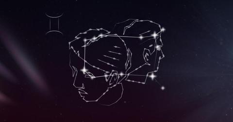 Glowing Gemini Zodiac Sign with Stars on Night Sky - Download Free Stock Images Pikwizard.com