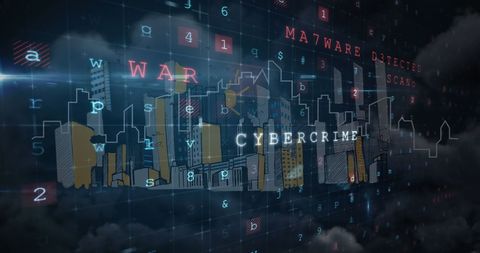 Digital Cybercrime Alert Over Virtual Cityscape - Download Free Stock Images Pikwizard.com