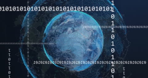 Binary Codes Encircle Digital Globe Representing Global Connectivity
