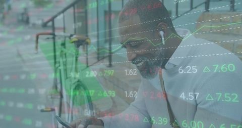 Businessman Analyzing Stock Market Trends Outdoors