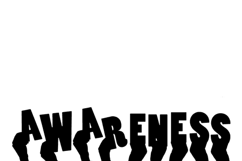 Hands holding awareness text on transparent background illustration