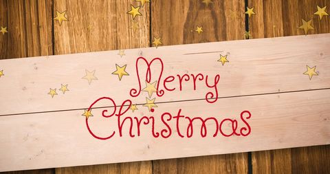 Festive Merry Christmas Card with Wooden Background and Stars - Download Free Stock Images Pikwizard.com