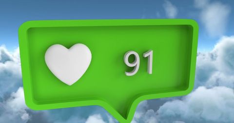 Social Media Like Icon Over Cloudy Sky Background