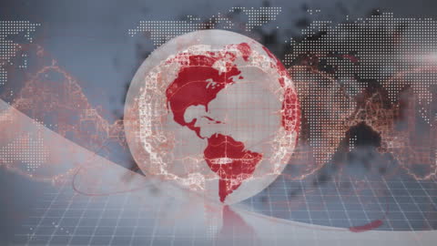 Digital Globe on World Map Displaying Brain Connections