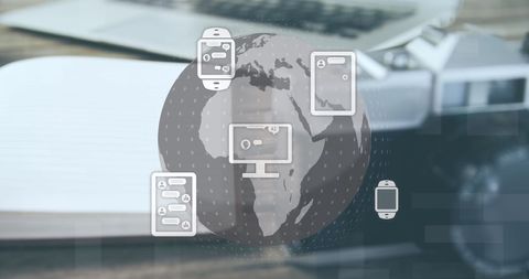 Global Communication Technology Interface Overlapping Business Desk - Download Free Stock Images Pikwizard.com