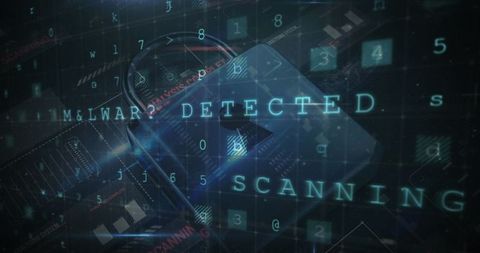 Malware Detected Warning with Cybersecurity Interface Grid