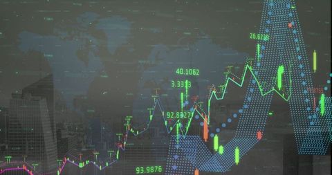 Abstract Stock Market Data Overlay on Cityscape Background - Download Free Stock Images Pikwizard.com