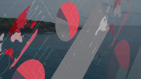 Global Data Processing and Stock Market Animation Concept