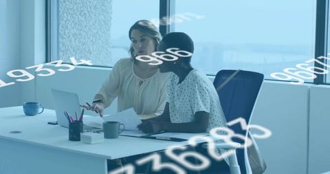 Women Collaborating on Work Project in Modern Office