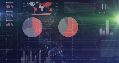 Futuristic Data Visualization with World Map and Charts