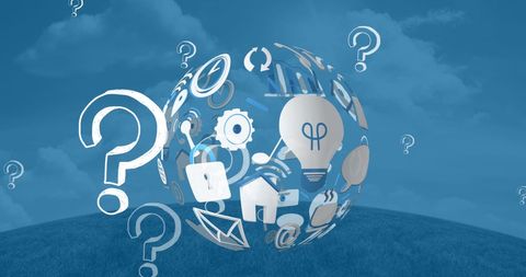 Spinning Globe with Technology Icons on Blue Background - Download Free Stock Images Pikwizard.com