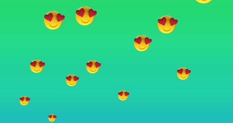 Heart Eyes Emojis Floating on Vibrant Green Gradient Background - Download Free Stock Images Pikwizard.com