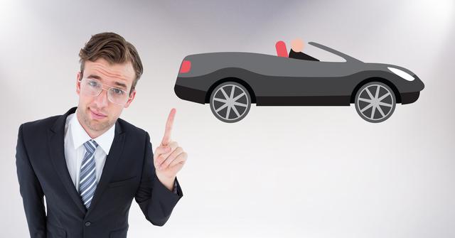 Businessman Pointing at Car Illustration - Download Free Stock Images Pikwizard.com