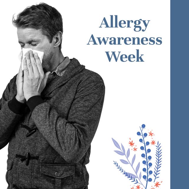 Allergy Awareness Week Campaign with Sneezing Man - Download Free Stock Templates Pikwizard.com