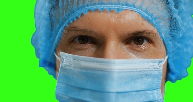 Healthcare Worker Wearing Surgical Mask and Protective Cap - Download Free Stock Images Pikwizard.com