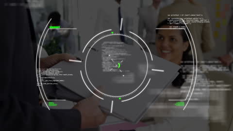 Business Meeting with Financial Data Visualization