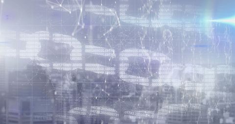Futuristic Data Security with Cityscape Overlay - Download Free Stock Images Pikwizard.com