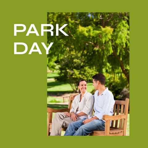 happy couple relaxing on park bench under sun - Download Free Stock Templates Pikwizard.com