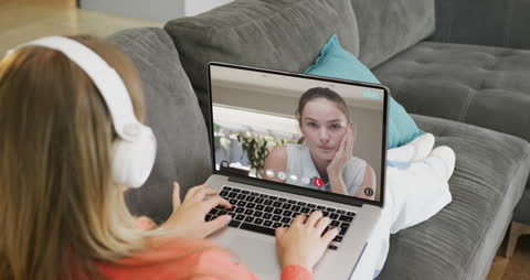 Girl Engaging in Video Call with Online Learning Platform