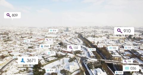 Dynamic Social Media Interaction Over Winter Cityscape