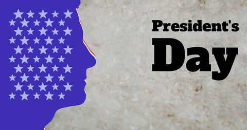 Presidents' Day Banner with Patriotic Face Silhouette