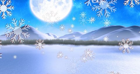Winter Wonderland with Snowflakes and Moonlit Sky - Download Free Stock Images Pikwizard.com