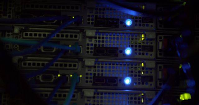 Close-Up of Network Server Racks with Glowing LEDs - Download Free Stock Images Pikwizard.com