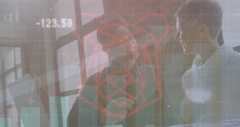 Innovative Business Strategy Meeting with Digital Analysis Overlay